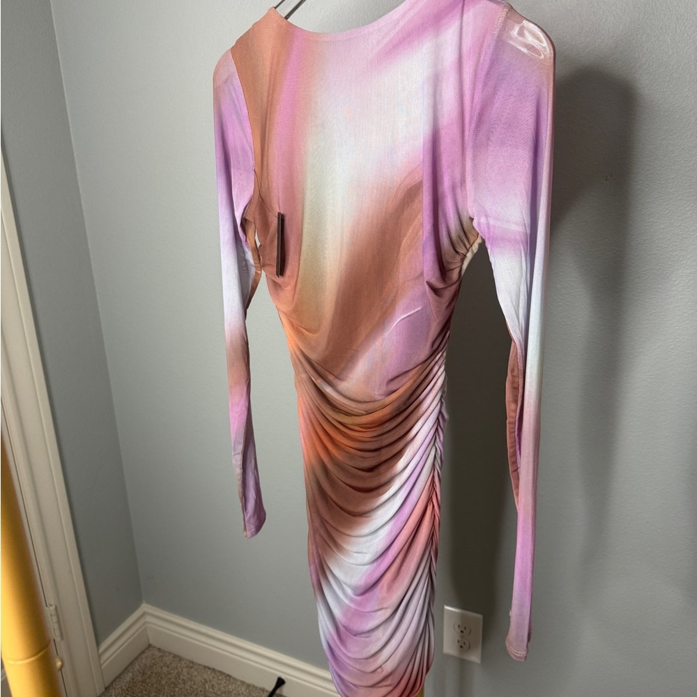 AFRM Maya Mesh Mini Dress Lilac Watercolor M